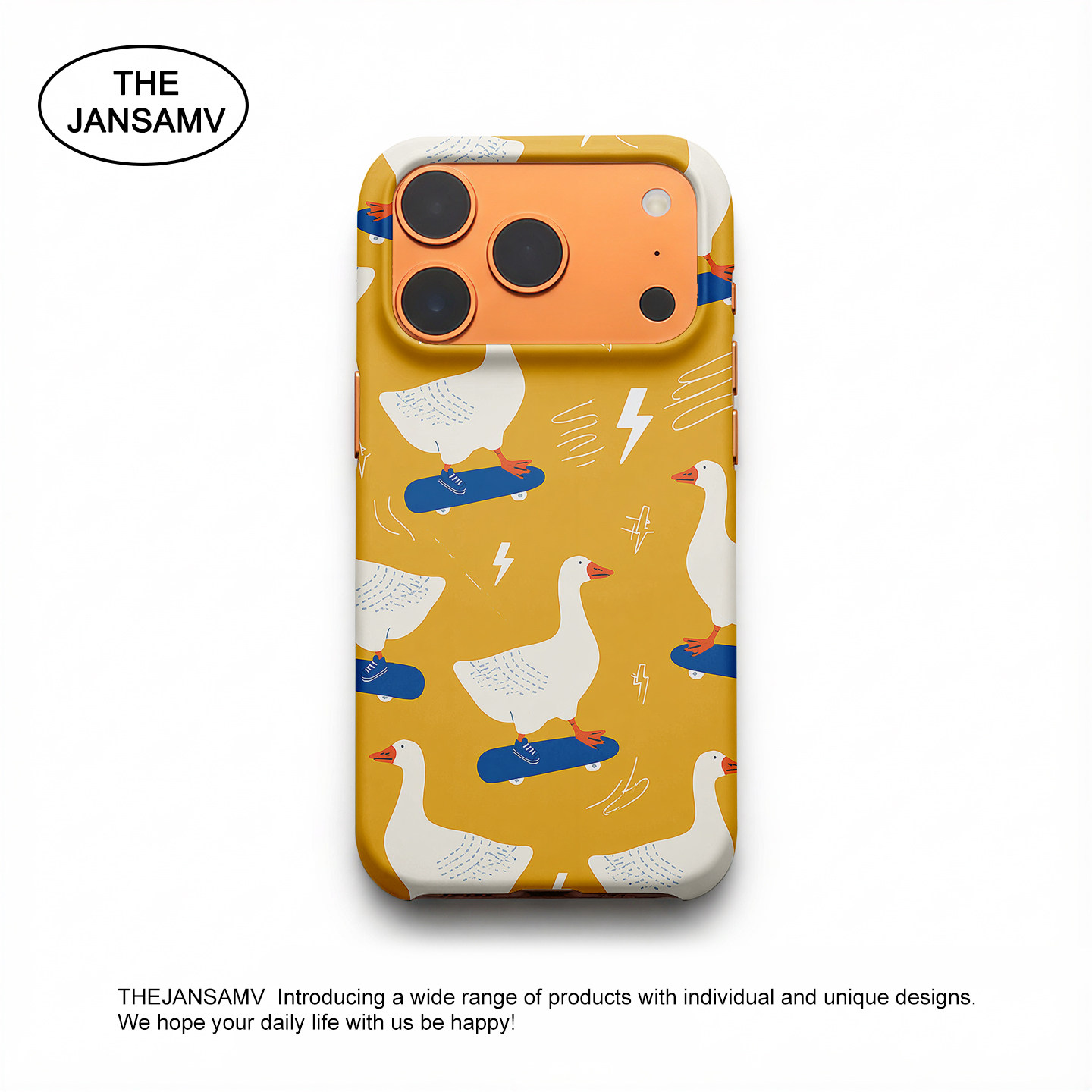 Skateboard Duck & Line Girl iPhone Case