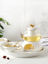 Japanese Bird English Afternoon Tea Ceramic glass flower tea set Candle heating warm tea stove Black tea herbal tea
