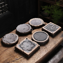 Rock mud original earth pot bearing coarse pottery pot support quaint small dry bubble plate pot cushion water storage kung fu tea set tea ceremony accessories