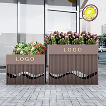 Commercial Street Flower Case Flower Pot Flower Pot Flower Bowl Exhibition Hall Square Finished Products Partition Outdoor Flower Groove Green Stainless Steel Composite Road