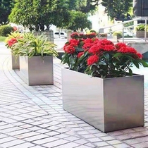 Iron Arts Business Street Composition Café Stainless Steel Flower Case Flower Altar Tree Trunk Flower Bowl cylinder Plane planting box square square