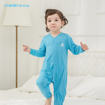 Small blue elephant basic sweat-wicking quick-drying newborn baby jumpsuit pajamas underwear baby autumn and winter climbing clothes