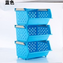 Three layers of shelve plastic thickened with freely superimposed debris rack vegetable fruit containing rack containing basket