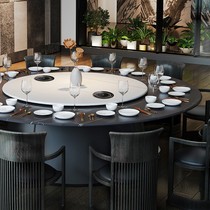 New Chinese Rockboard Table Hotel Electric Big Round Table 15 People Clubhouse Hotel Automatic Turntable Brief Reality 1216d