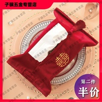 ins happy word embroidery tissue box fabric velvet tissue bag wedding wedding room smoking paper bag decoration