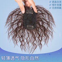 Full real hair top top hair cover white hair short curly hair fluffy natural mother wig female hair reissued curly hair