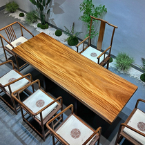Solid wood large board tea table walnut log whole piece desk new Chinese style table and chair combination executive desk tea table
