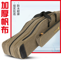 Canvas fish pole bag double shoulder fishing bag thick wear-resistant sea pole belly bag large capacity multifunctional fishing gear pole bag