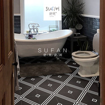 Modern minimalist black and white line flower brick 200 full porcelain toilet kitchen bathroom floor tiles balcony store wall brick