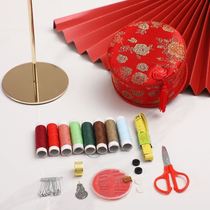Festive big red high-end home creative wedding supplies sewing box wedding dowry red line bride sewing bag