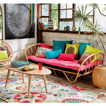ins real Vine leisure bed Nordic Japanese homestay childrens bed rattan art sofa bed Hotel Inn childrens bed