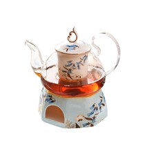 English afternoon Teapot European-style ceramic glass candle Heated boiled fruit flower tea set Flower tea cup set