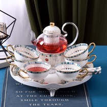 Light luxury afternoon tea English tea set gem European scented tea set ceramic glass boiled fruit candle teapot