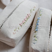 Ladys House Prairie Hut Style Warm Hand Pure Work Three-dimensional Embroidered Rose Cotton Fabric Tissue Cover Pumping Paper