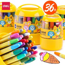 Del stationery barrel oil painting stick student childrens painting painting graffiti crayon safety assured kindergarten beginner baby children crayon painting pen set cute oil brush color