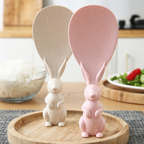 Home cute creative rice shovel rabbit rice spoon not easy to stick rice cartoon wheat straw spoon rice shovel rice scoop