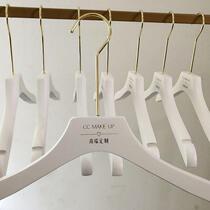 Mens and womens clothing stores with cotton binding rope non-slip solid wood White hanger gold silver long hook wedding dress logo custom