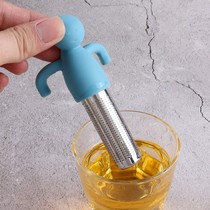 Silicone tea filter tea making tools stainless steel tea leak cute little person Tea residue lazy tea breener
