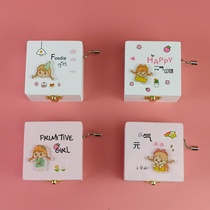 Vitality girl wooden hand-cranked music box Creative music box wooden student gift new decoration crafts