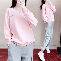 SANDRO VENETA autumn and winter 2021 fashion sports suit women casual sweater plus velvet loose two-piece set