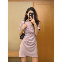  Zhang Ahxing temperament dress female 2021 summer new waist thin cover belly wrinkled small black skirt