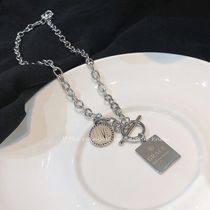 ins hip hop punk necklace titanium steel pendant men chain pendant accessories simple choker women tide sweater chain