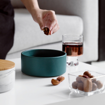 Nordic style Morandi color living room desktop coffee table Ceramic trash can Household kitchen sundries with lid