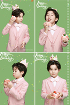 Boy pink suit studio photo studio birthday theme exhibition new photography clothing tide boy personality