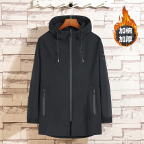 Autumn and winter coat mens cotton plus fat plus size loose fat man plus velvet thin cotton coat business middle-aged cotton windbreaker