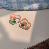 925 Silver Needle Korea East Gate Personality Love Pearl Flower Sweet Earrings Earrings Girl Temperament Earrings Female