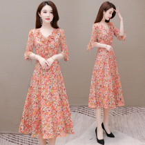  Your lady chiffon dress summer 2021 new spring high-end temperament mother this years burst floral skirt