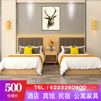 Hotel Guesthouse Furniture Bed 1 8M Manufacturer Quick Apartment Folk Accommodation room Pediage Double NPC bed complete with custom