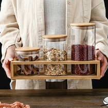 Nordic kitchen glass sealed cans set household coffee tea grains seasoning storage cans