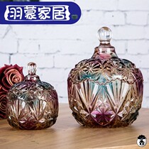 Living room European-style crystal glass sugar cylinder dry fruit jar storage jar candy jar Candy Jar with a zero food jar