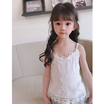 Girls white vest suspender wear inside and outside summer thin little girl baby cotton small vest Childrens summer clothes