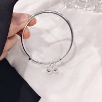 Hong Kong Zhengsheng sterling silver s999 Korean version of simple student aperture Bell bracelet female fashion Joker to send girlfriend gift