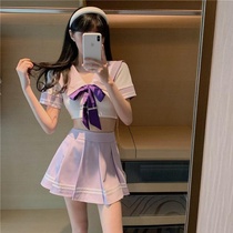 College style suit student jk uniform pleated skirt summer foreign style 2020 new skirt two-piece set womens clothing
