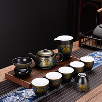  Ceramic tea set Creative household set Kung fu cover bowl Teapot Teacup retro Chinese gift tea set customization
