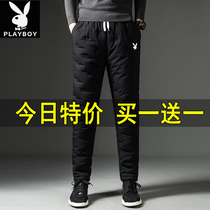 Floral Playboy Winter down cotton pants Mens outdoor leisure Sport thickened warm medium Youth 100 lap long pants