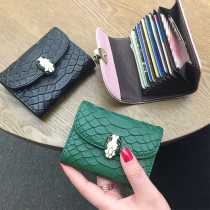 Leather card bag womens multi-card short ultra-thin cute small business card holder ID bag large-capacity card bag tide