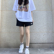 Black casual shorts Women summer thin wide legs high waist a thin Sports wind small loose tide ins wear