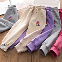 Girl autumn pants 2021 New Korean version of Bear sports pants in big children casual trousers foreign style childrens pants