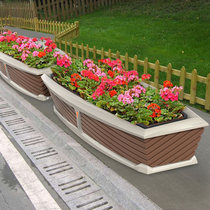 Outdoor anticorrosive wood flower box municipal road courtyard creative protective box sales Department Commercial Street Square fence flower rack