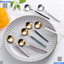 304 stainless steel short handle coffee spoon small spoon European long handle mixing spoon creative cute dessert spoon household gold