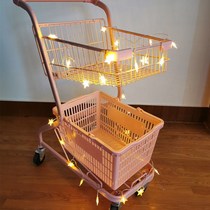 Online red stall photo pink girl heart convenience store shopping cart KTV Japanese double-decker trolley