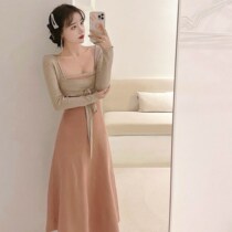  New dress 2021 spring gentle royal sister style tea break retro niche French first love bellflower skirt