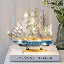Little fat dragon Nordic luxury sailing boat model ornaments living room room wine cabinet decorations birthday gifts wooden craftsmanship