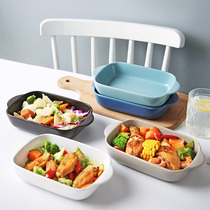Binaural dinner plate subnet red steamed egg with ears steamed egg home creative Japanese oven baking rice ceramic bowl