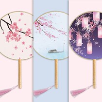 Ancient Wind Fold Fan Classical Group Fan Palace China Wind Palace Fan Girl Retro Crafts Wood Handle Round Fan Hanfu Dance Fan