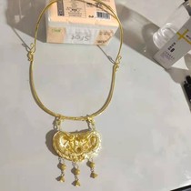 Pure silver gold collar Double Dragon lock hand-carved custom model